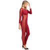 Sexy Round Collar Sheer Spliced Jumpsuit for Women