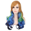 Harajuku Cosplay Mixed Colors Long Wavy Synthetic Wig with Bangs Wreath for Women