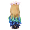 Harajuku Cosplay Mixed Colors Long Wavy Synthetic Wig with Bangs Wreath for Women