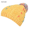 ZhenYueQi Winter Warm Mixed Color Knitted Hats Fluffy Plush Beanie Street Chic for Women