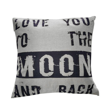 Modern Love You Moon Letter Printed Sofa Cushion Pillow Case