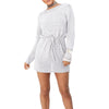 Casual Round Collar Backless Drawstring Mini Dress for Women