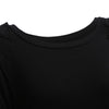 Stylish Round Collar Short Batwing Sleeve Lace Patchwork Hollow Out Loose Pure Color T-shirt for Women
