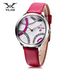 VILAM V1057L Women Quartz Watch Date Display Leather Band 3ATM Female Wristwatch