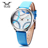 VILAM V1057L Women Quartz Watch Date Display Leather Band 3ATM Female Wristwatch