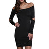 Off Shoulder Cut Out Short Cocktail Dress with Sleeves