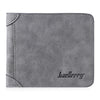 Solid Color Letter Embellishment Dull Polish Open Vertical Wallet for Men