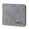 Solid Color Letter Embellishment Dull Polish Open Vertical Wallet for Men