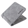 Solid Color Letter Embellishment Dull Polish Open Vertical Wallet for Men