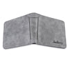 Solid Color Letter Embellishment Dull Polish Open Vertical Wallet for Men
