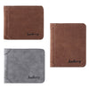 Solid Color Letter Embellishment Dull Polish Open Vertical Wallet for Men