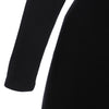 Elegant Round Collar Long Sleeve Color Block Sheath Bodycon Dress for Ladies