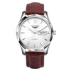 GUANQIN GJ16034 Male Auto Mechanical Watch Luminous Date Day Genuine Leather Band Wristwatch