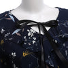 Stylish Bow Tie Decoration Collar Flare Sleeve Floral Print Loose Blouse for Ladies