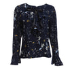 Stylish Bow Tie Decoration Collar Flare Sleeve Floral Print Loose Blouse for Ladies