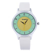 MINGZAN 6202 Women Quartz Watch Stereo Dial Leather Band Daily Water Resistance Female Wristwatch