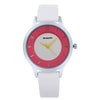 MINGZAN 6202 Women Quartz Watch Stereo Dial Leather Band Daily Water Resistance Female Wristwatch