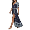 Surplice High Slit Paisley Maxi Dress