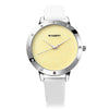 MINGZAN 6118 Women Quartz Watch Simple Shiny Dial Leather Strap Female Wristwatch