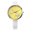 MINGZAN 6107 Women Quartz Watch Flower Pattern Dial Leather Strap Female Wristwatch