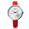 MINGZAN 6107 Women Quartz Watch Flower Pattern Dial Leather Strap Female Wristwatch