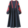 Round Neck Lantern Sleeve Embroidered Dress