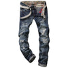 Frayed Zipper Fly Five-pocket Straight Leg Ripped Jeans