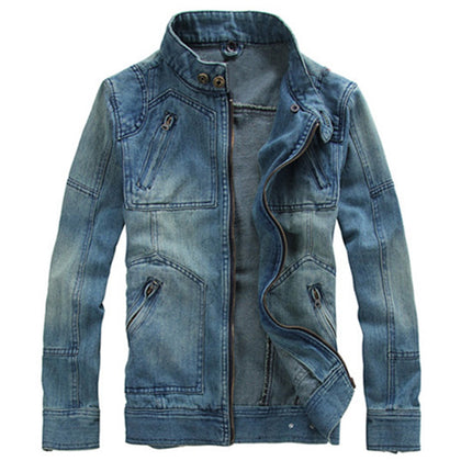 Zippered Removable Hood Denim Jacket