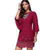 Chiffon Rhinestone Embellished Bell Sleeve Dress