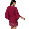 Chiffon Rhinestone Embellished Bell Sleeve Dress