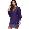 Chiffon Rhinestone Embellished Bell Sleeve Dress