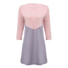 Fashion Round Collar Three Quarter Sleeve Color Block Bottom Dress for Ladies
