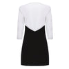 Fashion Round Collar Three Quarter Sleeve Color Block Bottom Dress for Ladies