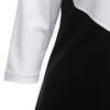 Fashion Round Collar Three Quarter Sleeve Color Block Bottom Dress for Ladies