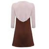 Fashion Round Collar Three Quarter Sleeve Color Block Bottom Dress for Ladies
