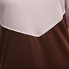 Fashion Round Collar Three Quarter Sleeve Color Block Bottom Dress for Ladies