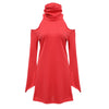 Stylish Turtleneck Cut Out Sheath Bodycon Pure Color Dress for Ladies