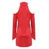 Stylish Turtleneck Cut Out Sheath Bodycon Pure Color Dress for Ladies