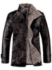 Stand Collar Flocking Single Breasted PU-Leather Jacket