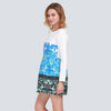 Vintage Round Neck Long Sleeve Print A-line Bottom Dress for Ladies