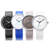 MINGZAN 6221 Unisex Quartz Watch Leather Band Daily Water Resistance Concise Dial Wristwatch