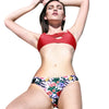 Spaghetti Straps Lace Up Printed Bikini Set for Women
