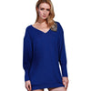Stylish Plunging Neck Long Sleeve Solid Color Pocket Design Women Dress