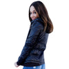 Women Chic Hooded Solid Color Detachable Sleeve Faux Leather Jacket