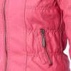 Women Chic Hooded Solid Color Detachable Sleeve Faux Leather Jacket