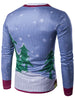Crew Neck 3D Father Christmas and Roof Print T-Shirt