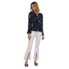 Stylish Bow Tie Decoration Collar Flare Sleeve Floral Print Loose Blouse for Ladies