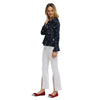 Stylish Bow Tie Decoration Collar Flare Sleeve Floral Print Loose Blouse for Ladies