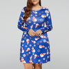 Christmas Snowman Print Long Sleeves Ugly Swing Dress