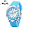 Angie 7135L Unisex Quartz Watch Luminous Pointer 3ATM Date Day Display Rubber Band Wristwatch